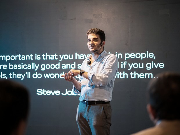 A talk in the main hall
